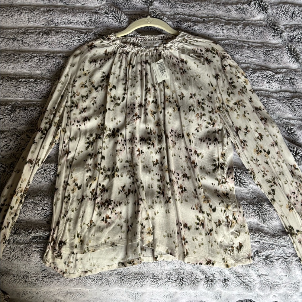Bella Dahl Floral Long Sleeve Smocked Neck Blouse